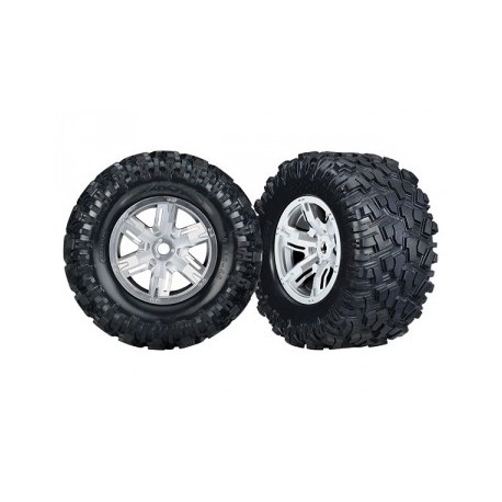 Traxxas 7772R Tires & wheels (X-Maxx Satin wheels/ Maxx AT tires) (2)