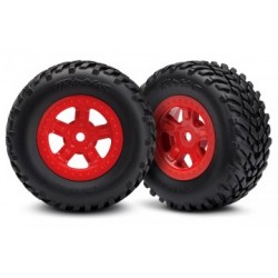 TRAXXAS 7674R Tires & Wheels SCT Red (2)