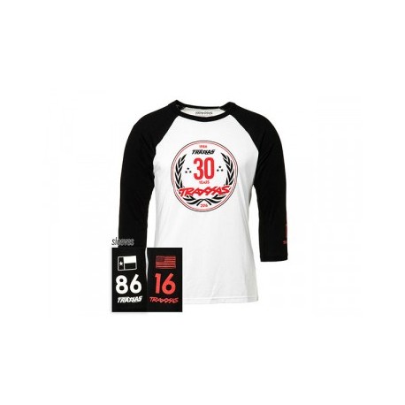 TRX1387-S Shirt Raglan White/Black Traxxas-logo 30year S (Premium Fit)