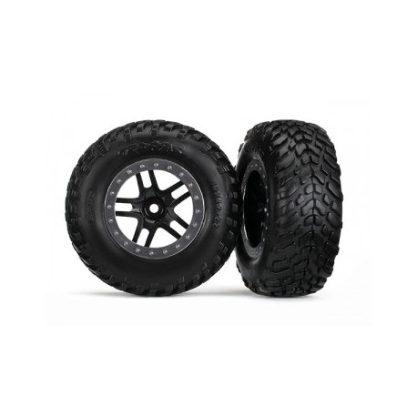 TRX5889 Tires & Wheels SCTS-Spoke Black-Satin 4WD2WD Rear TSM