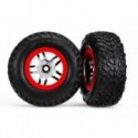 TRX6891R Tires & Wheels SCT S1S-Spoke Chr.-Red 4WD2WD Rear TSM (2)