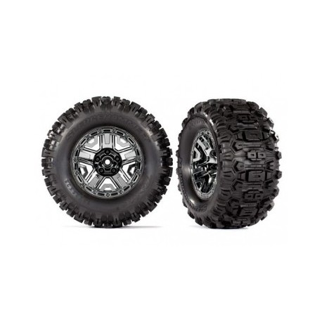 Traxxas 9072 - Tires & Wheels Sledgehammer/Black Chrome 2,8" TSM (2)