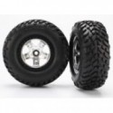 Traxxas 5875X Tires & Wheels SCT/SCT Satin Chrome 2WD Fram (2)