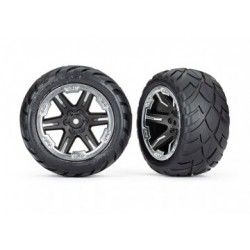 Traxxas 6768X Tires & Wheels Anaconda/RXT Black & Chrome 2,8" 2WD Rear (TSM-Rated) (2)
