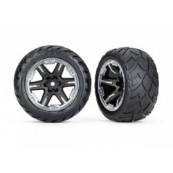 Traxxas 6775X Tires & Wheels Anaconda/RXT Black & Chrome 2,8" 4WD, 2WD Front (TSM-Rated)(2)