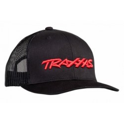 Traxxas 1182-BLR Trucker Hat Curved Bill Black (Red Logo)