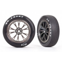 Traxxas 9474A Tires & Wheels Front Satin Black Chrome (2) Drag Slash