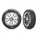 Traxxas 9474R Tires & Wheels Front Chrome (2) Drag Slash