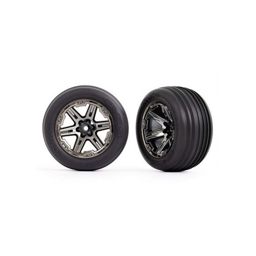 Traxxas 3771R Tires & Wheels Ribbed / RXT Black Chrome 2,8 Front (2)