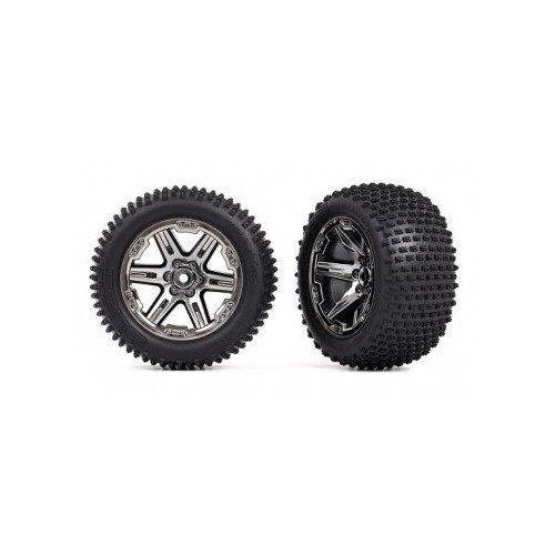 Traxxas 3772R Tires & Wheels Alias / RXT Black Chrome 2,8 Rear (TSM-Rated) (2)