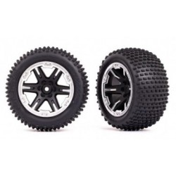 Traxxas 3772X Tires & Wheels Alias / RXT Black w. Chrome Ring 2,8 Rear (TSM-Rated) (2)