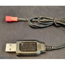 7,2V USB Lader til NiMh NiCd batterier - JST stik - 250mAh