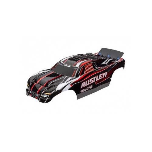 Traxxas 3750 Body Rustler 2WD Red & Black Painted