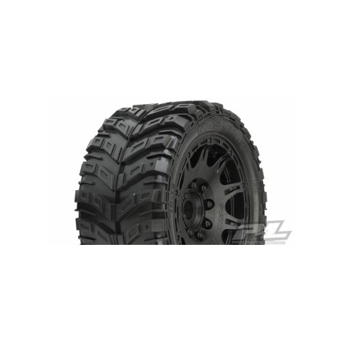 Masher X HP All Terrain BELTED Tires Mounted on Raid 5.7 Black Wheels (2) for X-MAXX