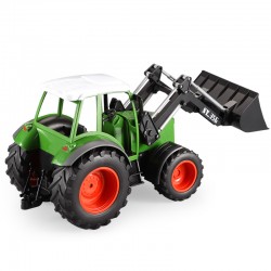 Stor fjernstyret traktor med front skovl, lys og lyd.