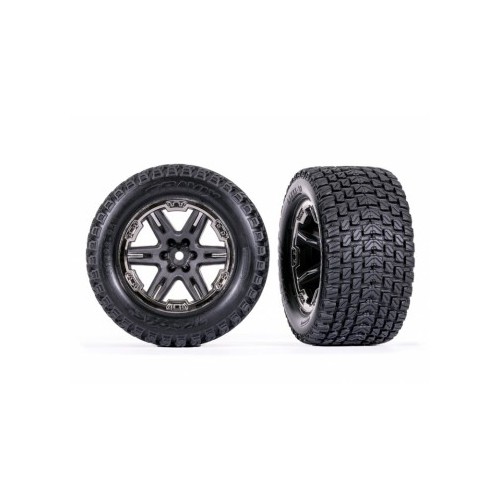 Tires & Wheels Talon EXT/ RXT Gray - Black Chrome 2.8 4WD TSM (2)