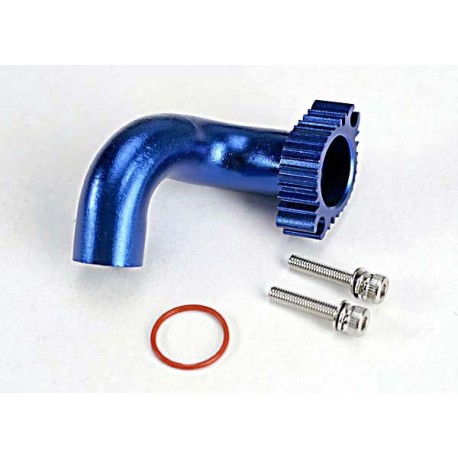 Traxxas 5287 Header, blue-anodized aluminum (for rear exhaust engines only) (TRX 2.
