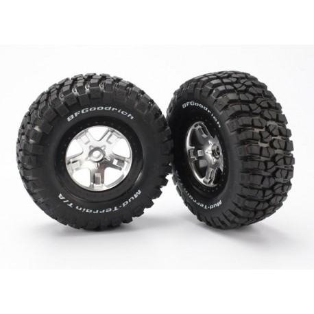 Traxxas 5878 Tires & wheels, assembled, glued (SCT satin chrome, black beadlock sty