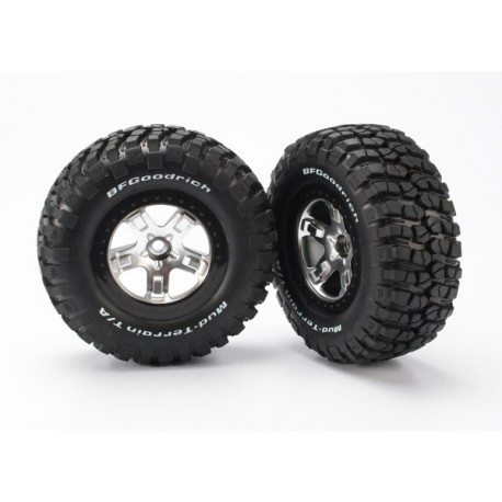 Traxxas 5879 Tires & wheels, assembled, glued (SCT satin chrome, black beadlock sty