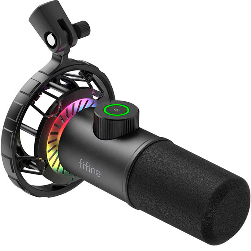 FIFINE K658 Dynamic RGB USB  Microphone, Black