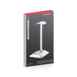 FragON - Watchtower 2U RGB headset &amp; headphone holder, Silver