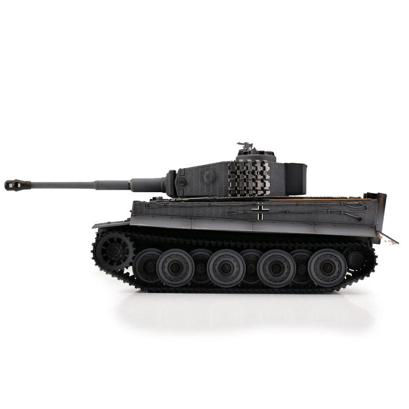 Fjernstyret 1/16 RC Tiger I - grey med BB-kugler, røg og lyd