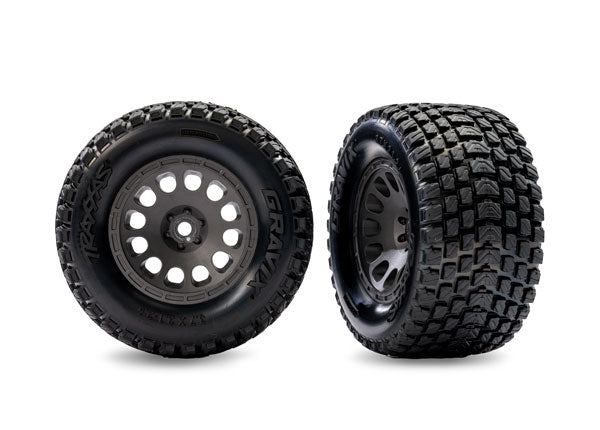 TRAXXAS 10772-GRAY Tires &amp; Wheels Gravix / Mini XRT Gray Front (2)