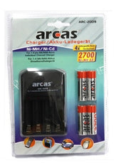 AA-batteri lader med 4x AA 2700 mAh batterier