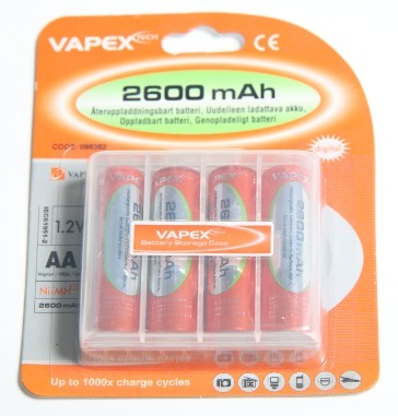 AA batterier 4 styk 2600mah genopladelige