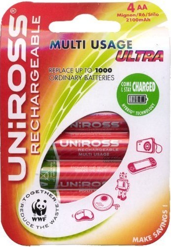 AA Multi-anvendelige og holdbare AA-batterier 2100 - genopladelige + 2 x AAA gratis - TILBUD