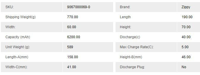 LiPo 14.8V 6200mAh 4s 40c Lipo ZIPPY Compact