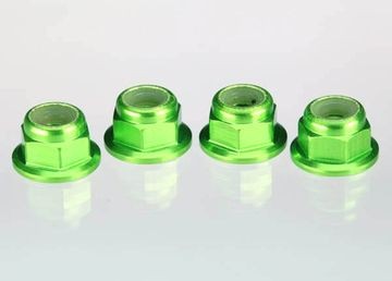 Traxxas 1747G Lock Nut Aluminum Flanged M4 Green (4)