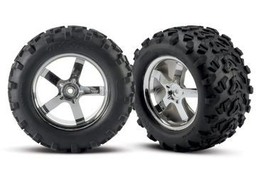 Traxxas 4973R Wheels &amp; Tires Maxx/Hurricane (14mm) 3.8" (2)