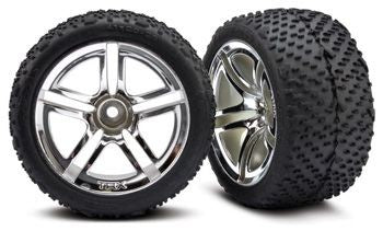 Traxxas 5573 Tires &amp; Wheels Victory/Twin-Spoke (Nitro Rear) 2.8" (2)