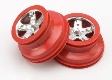 Traxxas 5874A Wheels Satin Chrome-Red 2.2/3.0" 2WD Front (2)
