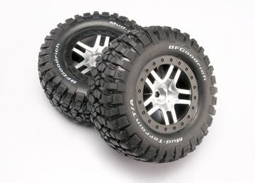 Traxxas 5877 Tires &amp; Wheels BFGoodrich/S-Spoke Satin Chrome 2WD Front (2)