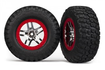 Traxxas 5877R Tires &amp; Wheels BFGoodrich S1/S-Spoke Chrome Red 2WD Front