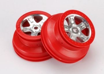 Traxxas 5972A Wheels SCT Satin Chrome-Red (14mm) 2.2/3.0" (2)
