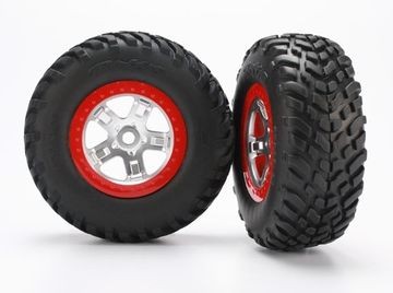 Traxxas 5973R Tires & Wheels, SCT S1/SCT, 14mm (2)
