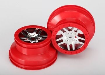 Traxxas 5974A Wheels SCT Split-Spoke Chrome-Red (14mm) 2.2/3.0" (2)