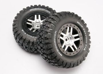 Traxxas 6873 Tires &amp; Wheels Goodrich/S-Spoke Chr. -Black 4WD/2WD Rear TSM