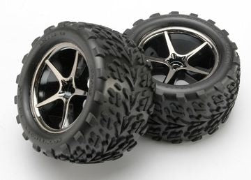 Traxxas 7174A Tires &amp; Wheels Talon/Gemini Black Chrome 2.2" 1/16 (2)