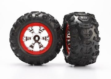 Traxxas 7272 Tires &amp; Wheels Canyon AT/Geode Chrome-Red 2.2" 1/16 (2)