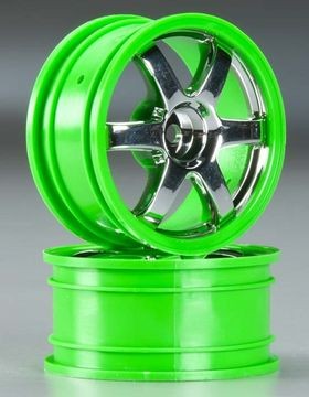 Traxxas 7374 Wheels Volk Racing TE37 Chrome-Green 1/16 (2)