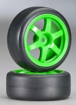 Traxxas 7375A Tires and wheels, assembled, glued (Volk Racing TE37 green w