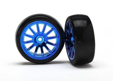 Traxxas 7573R 12-SP BLUE WHEELS, SLICK TIRES