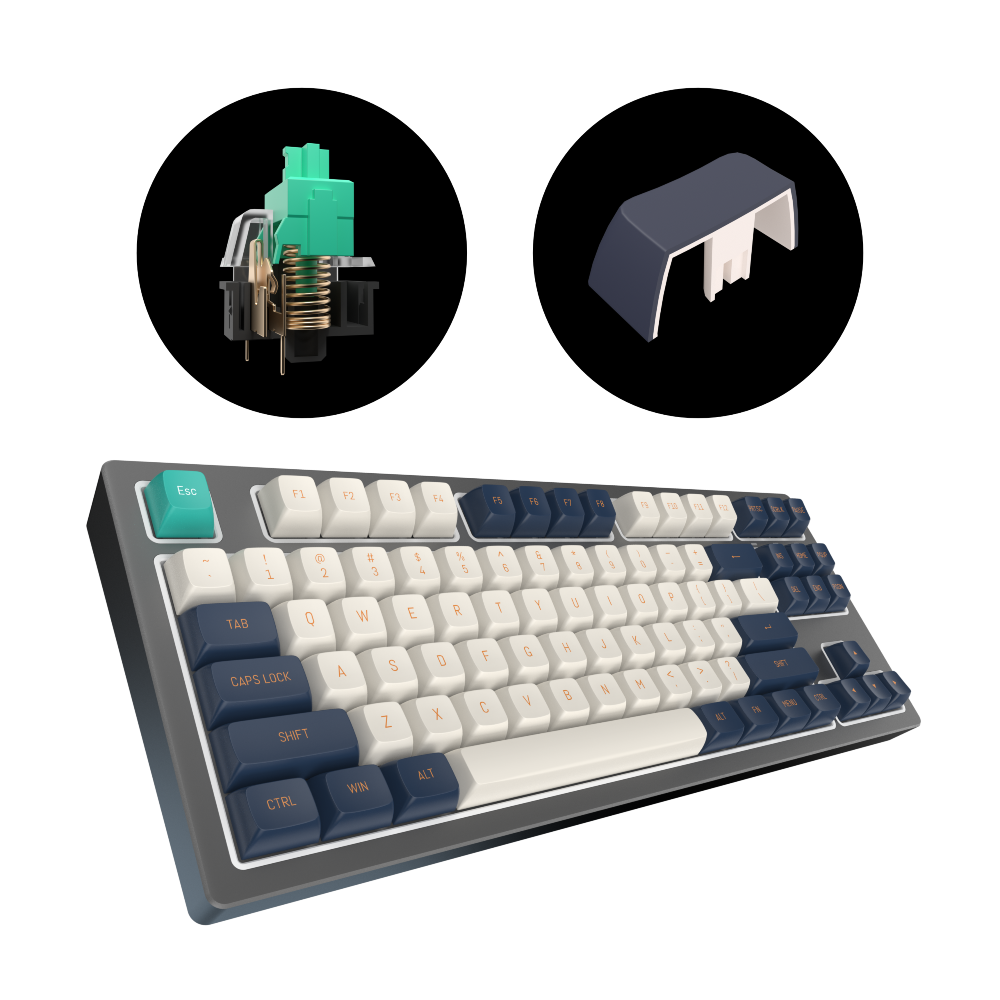 Dark Project / KD87B LTD Aluminum / Black &amp; Cloud Grey - Gateron Cap Teal RGB (ENG)