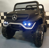 2-personers Mercedes elektrisk børnebil Unimog 4 hjulstræk mat sort