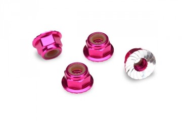 Traxxas 1747P Lock Nut Flanged M4 Alu Pink (4)