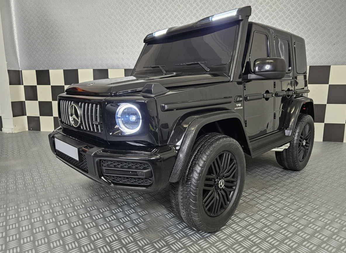 Children's car Mercedes G63 AMG 4×4 24 volt 2 persons metallic black